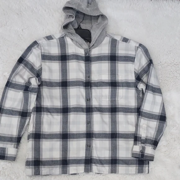EDDIE BAUER Gray Plaid Hooded Jacket - Picture 3 of 17